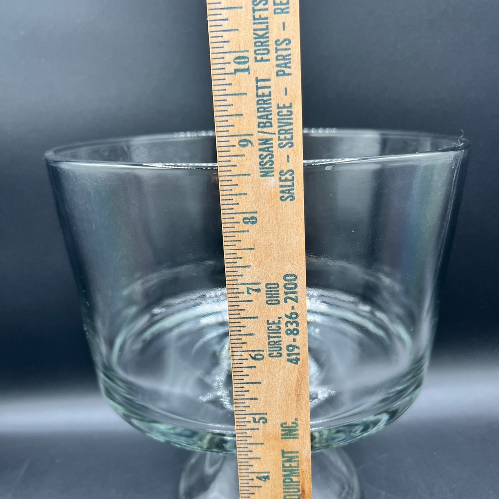 Vtg Clear Glass Trifle Bowl Pedestal Dessert Serving Dish 8.5" Tall 8" Wide - Picture 4 of 7